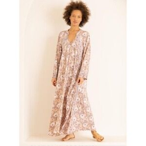 Natalie Martin Floral Maxi Dress in Cream and Purple